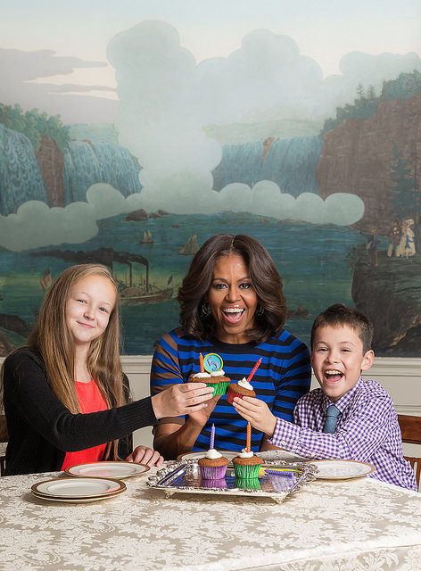 Michelle Obama with Olivia and Will